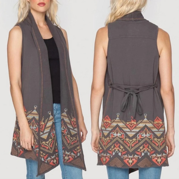 Johnny Was Tops - Johnny Was Teegan Embroidered Draped Vest